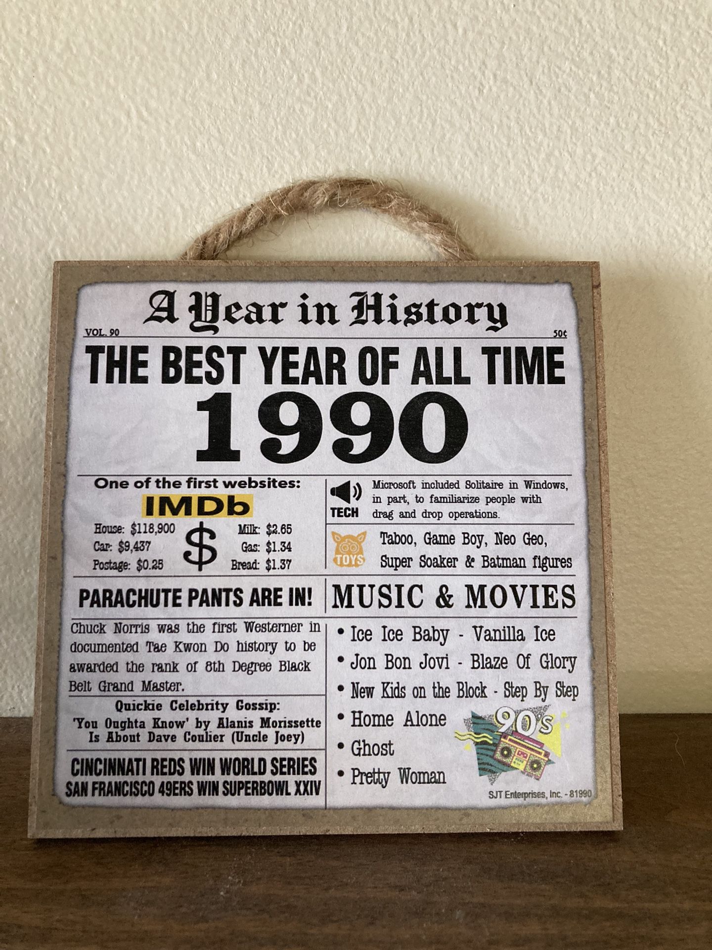The Best Year Of All Time, 1990 Plaque