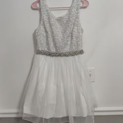 White Lace Glitter Tulle Dress