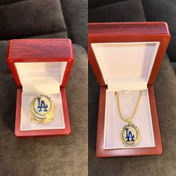Dodgers Championship Ring & Necklace 