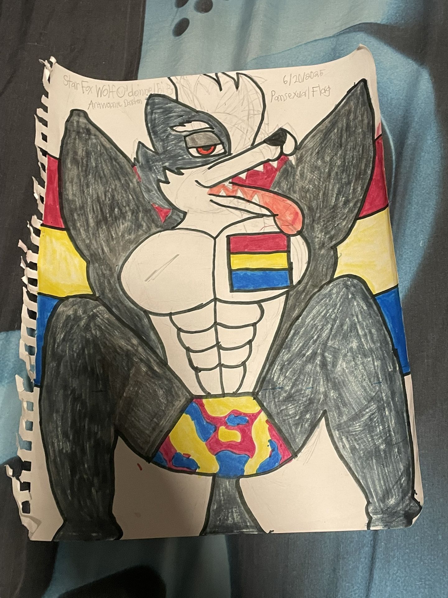 Dynamic Wolf Illustration with Multicolor Accents