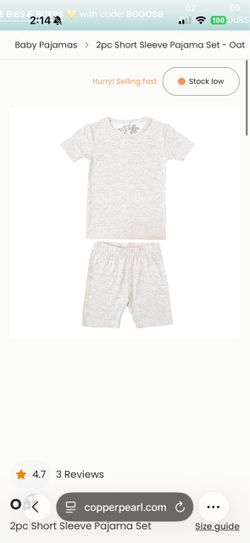 Copper Pearl 2pc Short Sleeve Baby Pajama Set