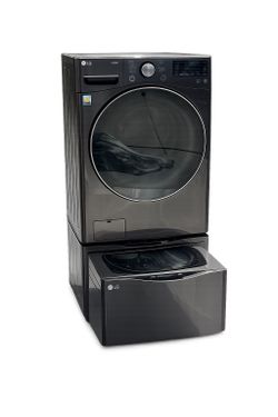 LG ThinQ Front Load Washing Machine + LG SideKick Pedestal Washer – Excellent Condition