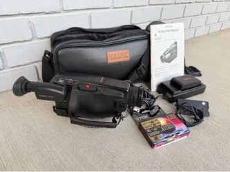 Vintage Hitachi VM-E52A 8mm camcorder bundle in very clean cosmetic condition. Made in Japan (1994). A great collector’s piece, display item, or resto
