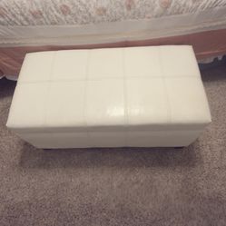 White Bench Storage Ottoman 