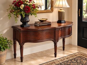 Ashley Exton Square Half-Round Secretary Desk / Console – Mahogany Finish