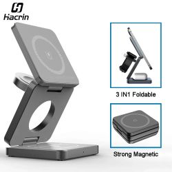 3-in-1 Foldable Magnetic Wireless Charger – Fast Charge Your iPhone, Apple Watch & AirPods Anywhere!
