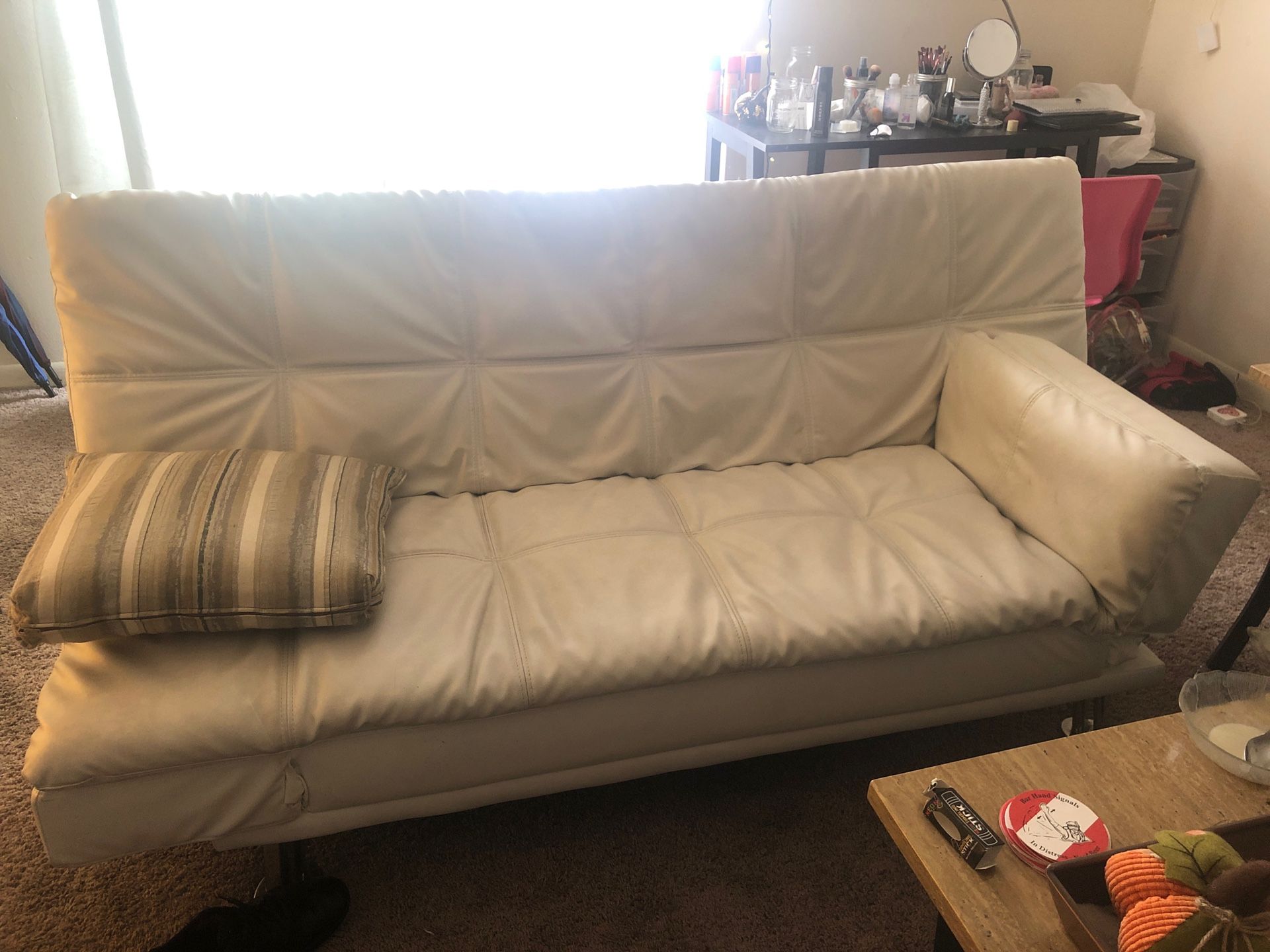 white leather couch