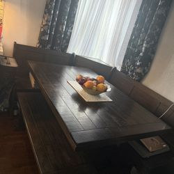 Corner table with a bench