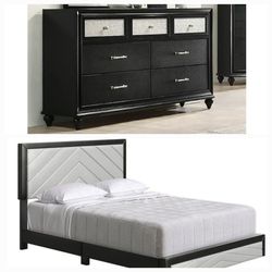 Brand New King Size Bedframe + Dresser with Mirror 