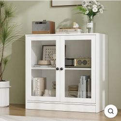 Accent Cabinet with Glass Doors, Small TV Stand with Storage for Living Room, Bedroom