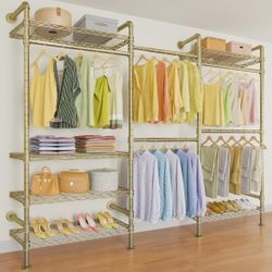 Timate F3 Garment Rack Heavy Duty Clothes Rack for Hanging Clothes, Expandable Industrial Pipe Wall Mounted Clothing Rack, Adjustable Storage Closet W