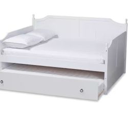 Baxton Studio Millie White Full Size Day Bed With Trundle