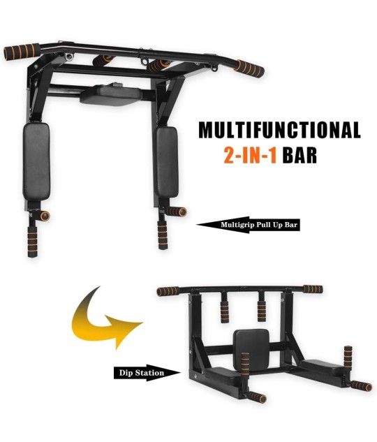 Wall Mounted Multifunctional Pull Up Bar, Chin Up Bar, Dip Station, Leg Raise etc Home Gym Equipment