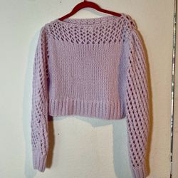 LoveShackFancy Rosie Pullover Baby Alpaca Sweater Lilac