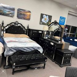 Brand New🐜$40 Down Payment Finance ▪️▪️ Heidi Tufted Upholstered 5 Piece King Bedroom Set