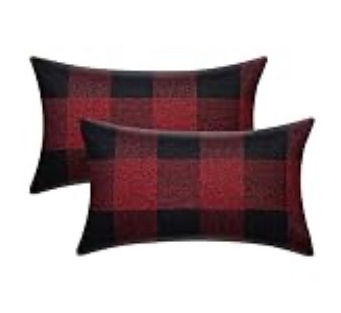 Black And Red Buffalo Check Plaid Throw Pillow Covers 16x24 (2pcs)