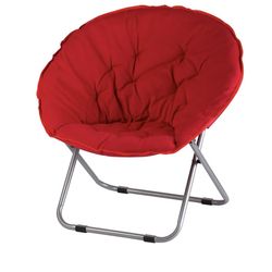 Microsuede Adult Foldable Saucer Chair Powder Coated Finish, Red