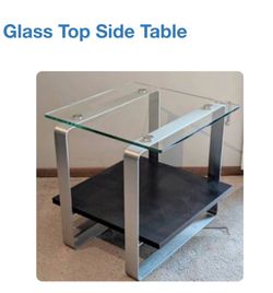 Glass End Table with Metal Legs