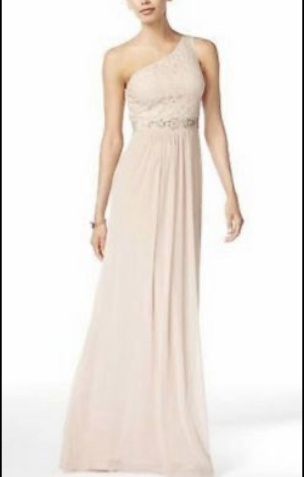 Lk NEW! $179 Adrianna Papell Love Story Bridesmaid Ball one shoulder lace gown size 6