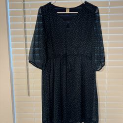 Ladies Navy Blue And Green Dress