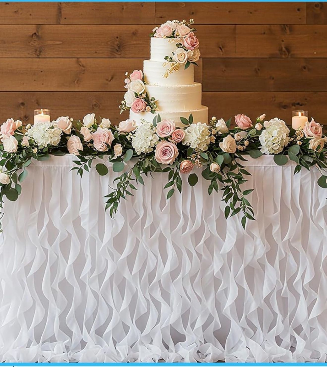 Tutu Tulle Willow Table Skirt and 4 Tablecloth for Birthday Party Unicorn Wedding Bridal Mermaid Baby Shower Princess with Double Layer Curly Organza 