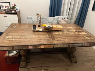 Wooden dining table without chair