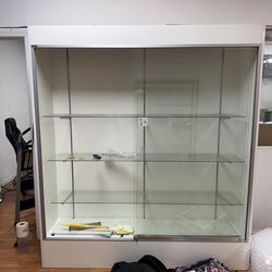 Glass white shelf display 70x18x79