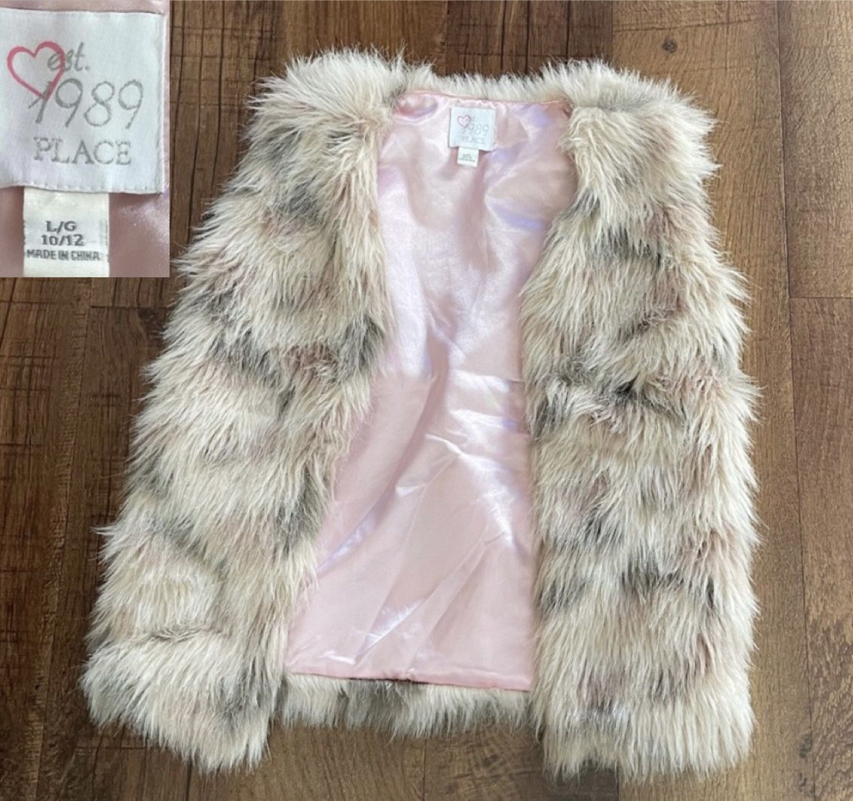 Faux Fur Lined Vest Girl Youth Sz Large 