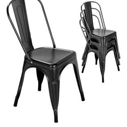 4 Black Metal Chairs