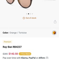 Ray Bands RB4237 Orange Color 