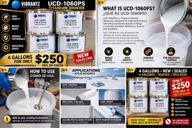 🧪 VIBRANTZ UCD-1060PS TITANIUM DIOXIDE – 4 GALLONS – $250 NEW / SEALED – INDUSTRIAL COATING MATERIAL 🔥 4 GALLONS FOR ONLY $250 🔥 That’s just $62.