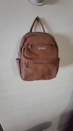 brown backpack purse