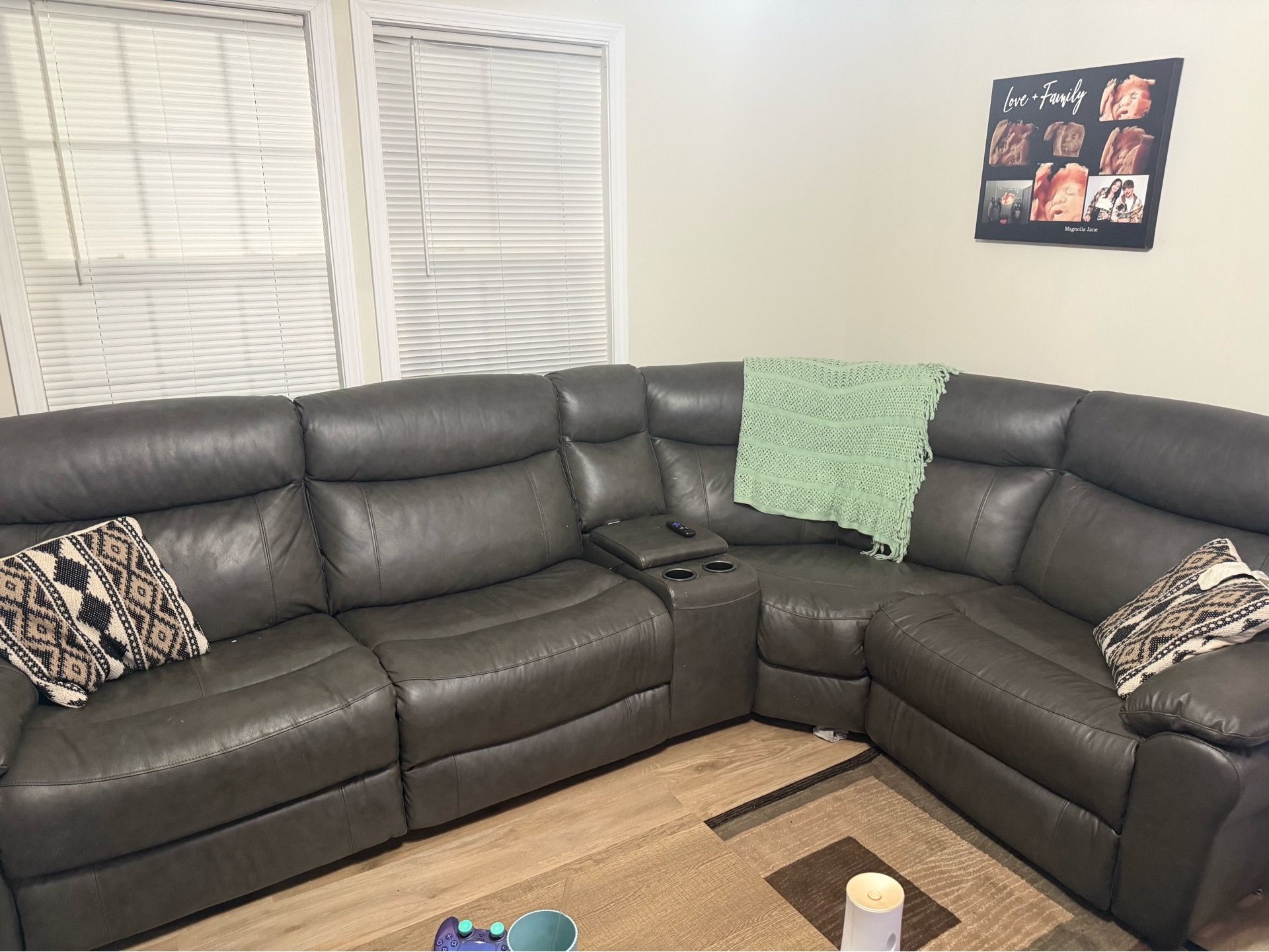 Black leather sectional