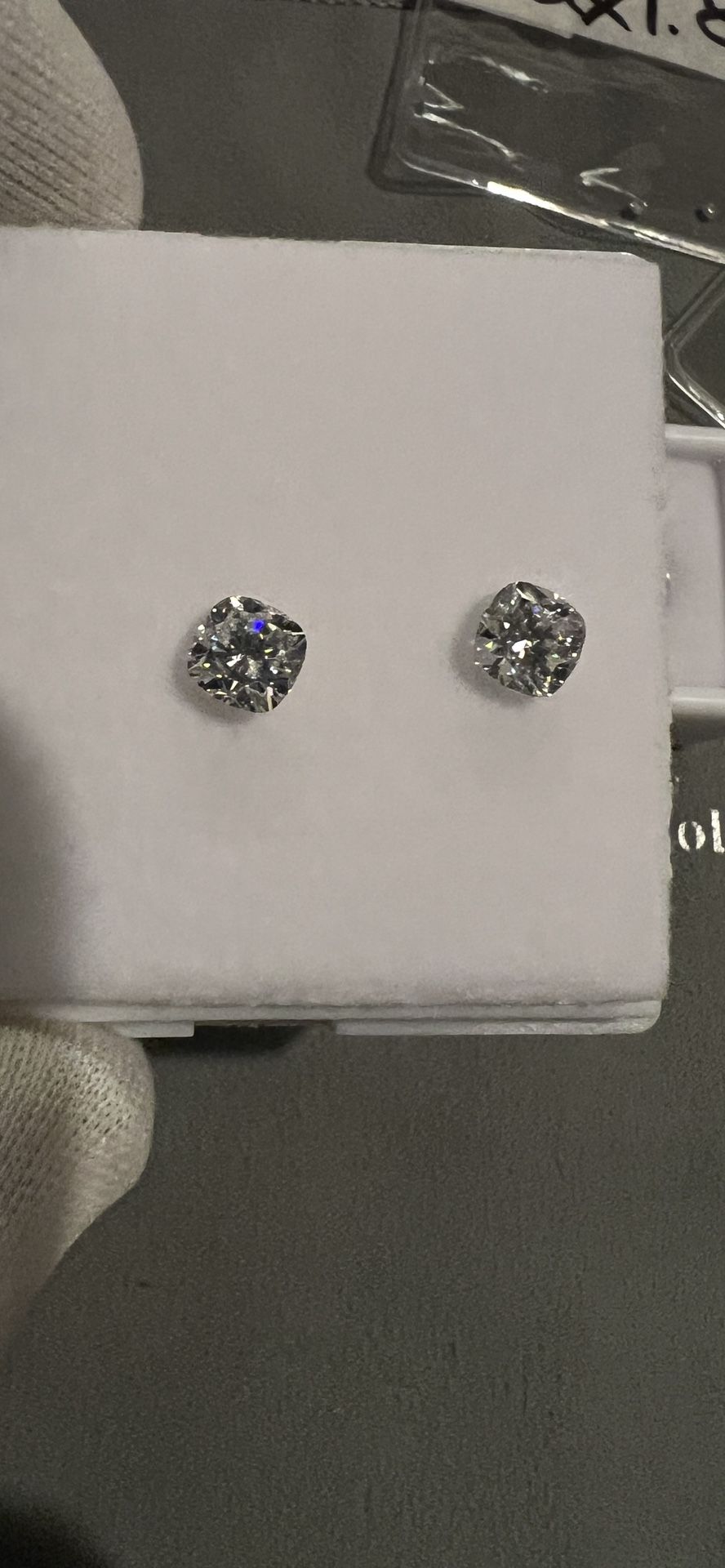 1.0 Carat Each VVS1 D Moissanite, Cushion Cut.