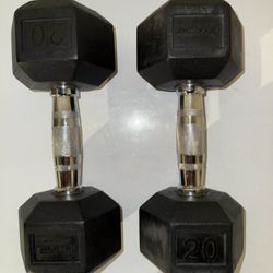 Pair of 20 Lb hex dumbbells 