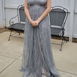 Gorgeous Windsor Prom Formal Silver Glitter Dress Size S