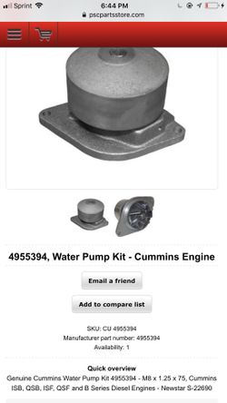 New Water Pump Cummins Engine