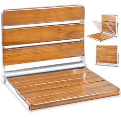 20” Folding Teak Shower Seat Wall Mounted – Fold Down Bench, 400 lbs Capacity