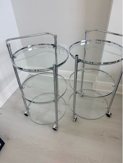 Modern Glass Serving Carts (2) - $75 ea.