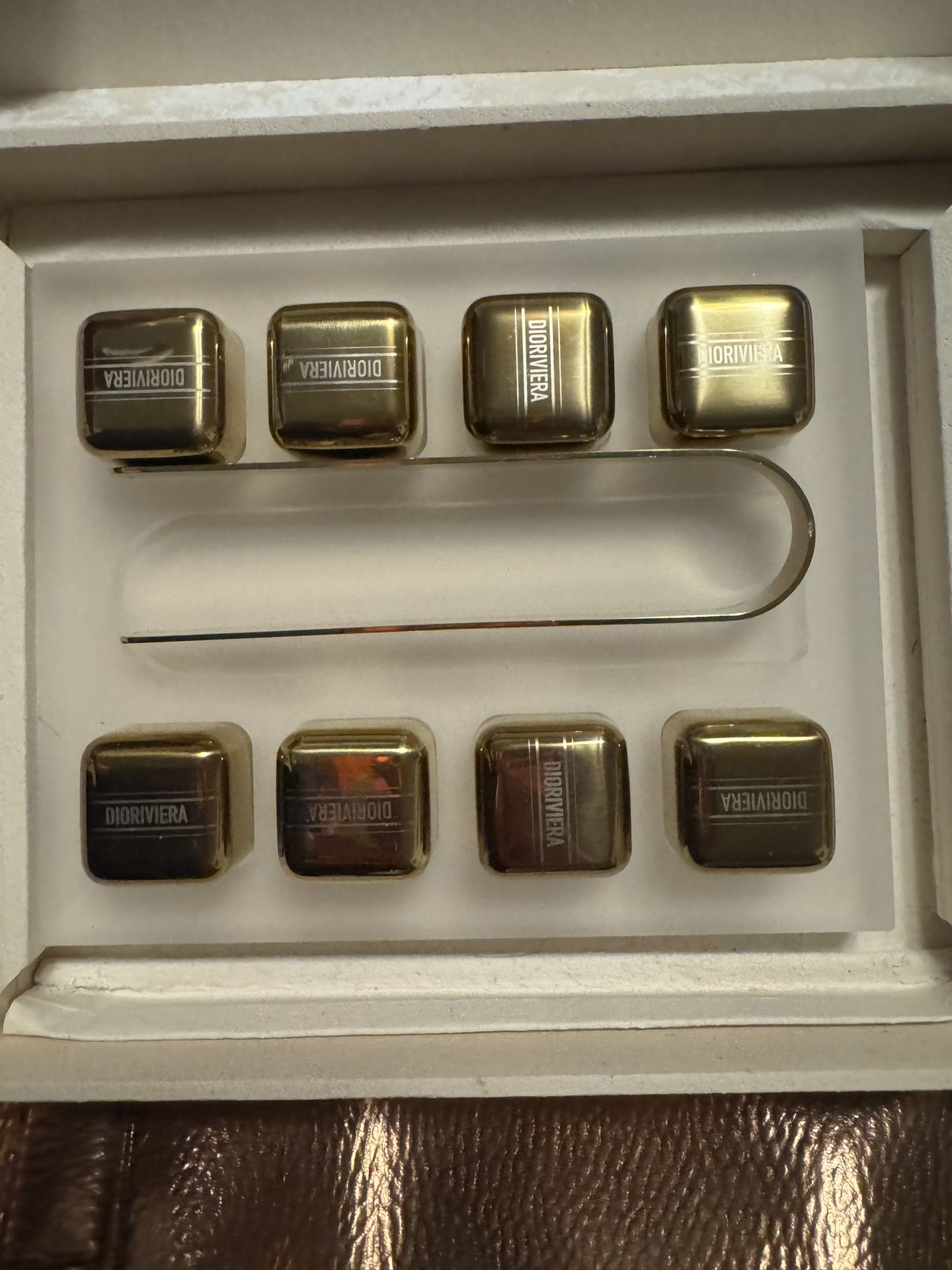 Gold Christian Dior Ice Cubes, With Gold Tongs ! Make An Offer! $$