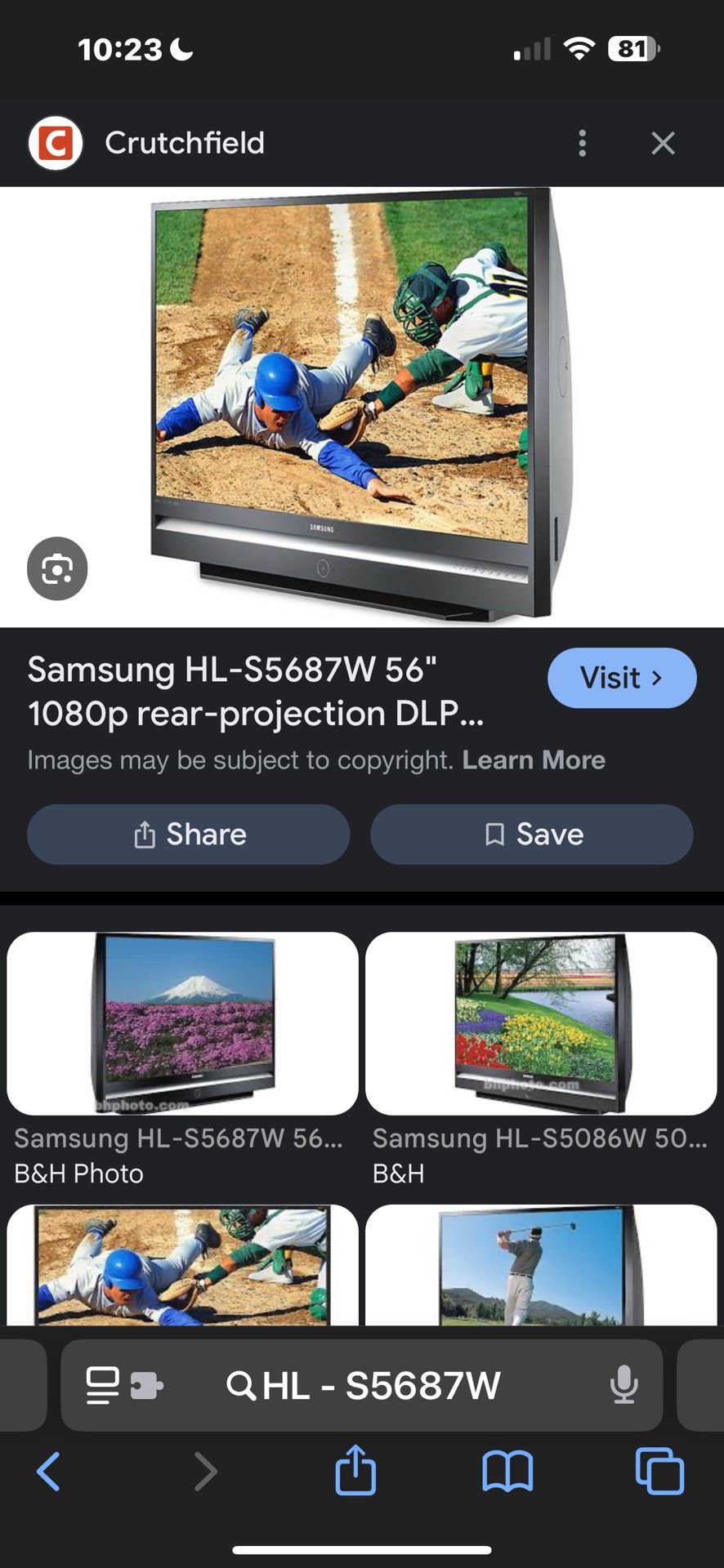 56” HDTV 1080p Samsung Dlp Tv