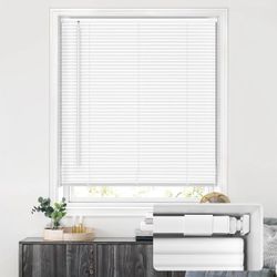 LazBlinds No Drill Vinyl Mini Blinds, 44" W x 64" H, White 0004