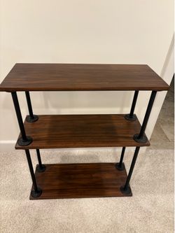Wood and metal bookshelf