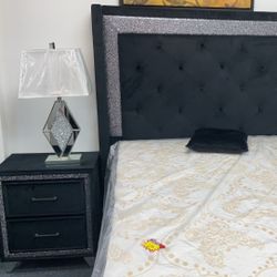 King Black Velvet Soft Bedroom Set Was $2899 Now $1599