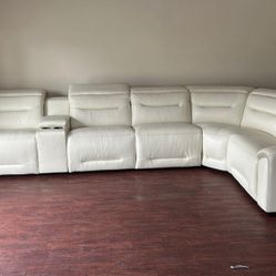 Sectionals Interlochen 6-Piece Leather Power Reclining Sectional with Power Headrests in Bowden Frost