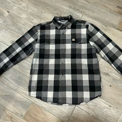 Carhartt Heavy Black Checkered Flannel Long Sleeve Mens Size Large Original Fit