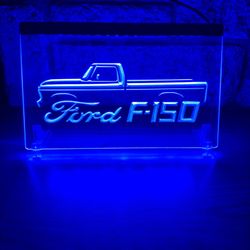 FORD F150 TRUCK LED NEON BLUE LIGHT SIGN 8x12