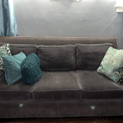 Charcoal Gray & Teal Modern Glam Living Room Set - Everything Included