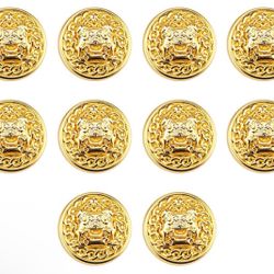 Royal Double Lions Pattern Chain Hollowing Craft Alloy Metal Clothing Ornaments Decorative Buttons (Imitation Gold)