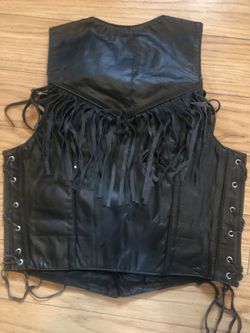  Biker’s Leather Vest Black XS